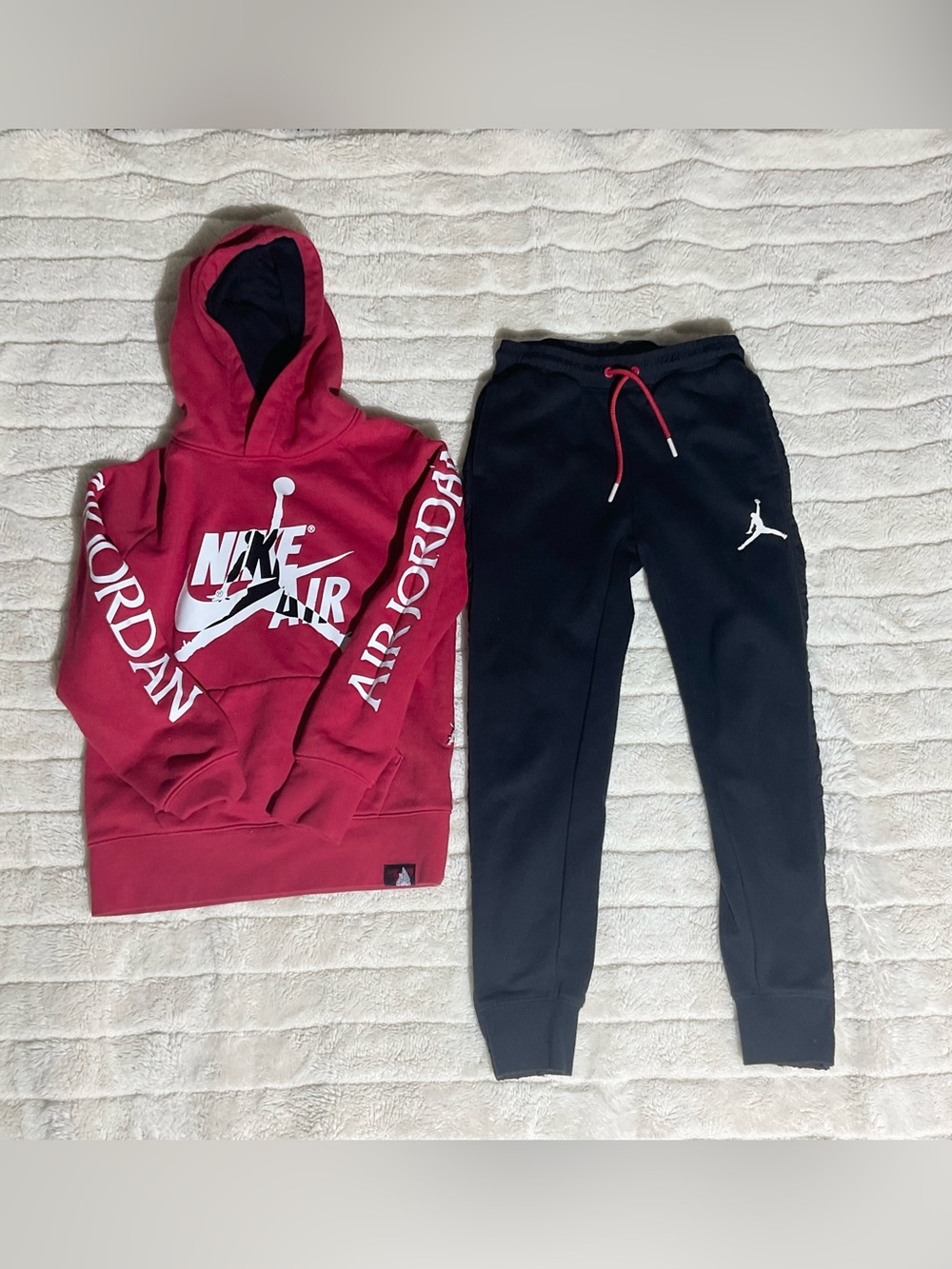 Jordan Black Joggers with Red Drawstring and Hoodie